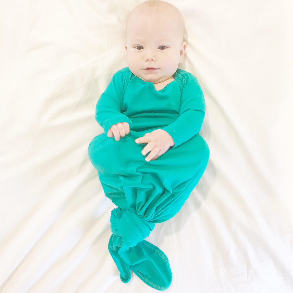 Aspen Lane, Baby Girl Apparel - Pajamas,  Aspen Lane Baby Knotted Gown - Kelly Green
