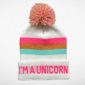 Tiny Whales, Accessories - Hats,  I'm a Unicorn Pom Pom Beanie
