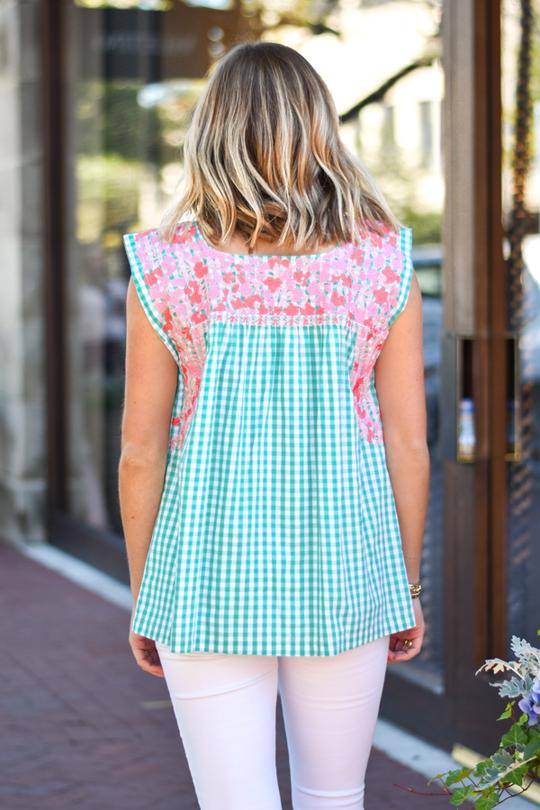 J. Marie The Jill Top - Green Gingham - Eden Lifestyle