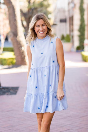 J. Marie The Quinn Dress - Light Blue Stripe - Eden Lifestyle