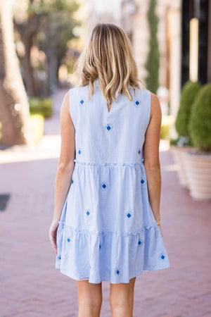 J. Marie The Quinn Dress - Light Blue Stripe - Eden Lifestyle