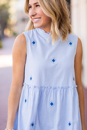 J. Marie The Quinn Dress - Light Blue Stripe - Eden Lifestyle