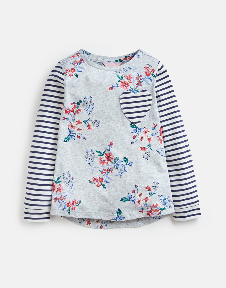 Joules, Girl - Tees,  Joules Mish Mash Grey Floral T-Shirt