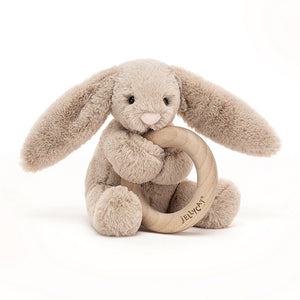 Jellycat Bashful Beige Bunny Wooden Ring Toy - Eden Lifestyle