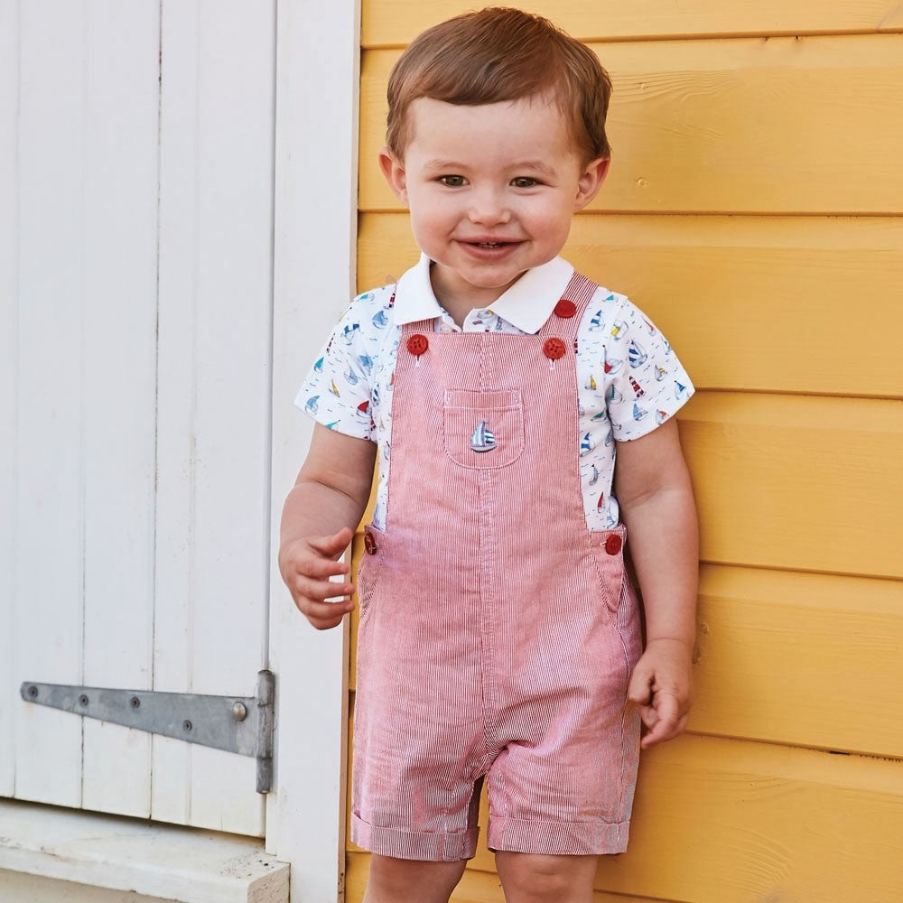 Jojo Maman Bebe, Baby Boy Apparel - Rompers,  Jojo Maman Bebe Boat Stripe Baby Overalls