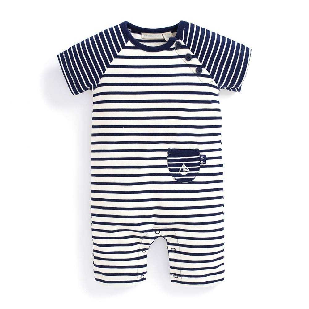 Jojo Maman Bebe, Baby Boy Apparel - Rompers,  Jojo Maman Bebe Breton Stripe Nautical Baby Romper