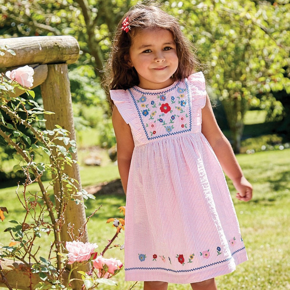 Jojo Maman Bebe Girls Floral Embroidered Dress