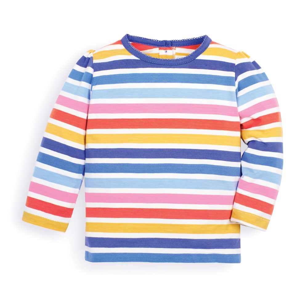 Jojo Maman Bebe, Baby Girl Apparel - Shirts & Tops,  Jojo Maman Bebe Baby Girls' Multi Color Stripe Crew Neck Top