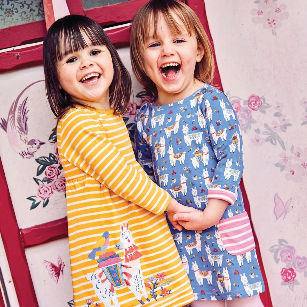 Jojo Maman Bebe, Baby Girl Apparel - Dresses,  Jojo Maman Bebe Baby Girls' Mustard Llama Appliqué Dress