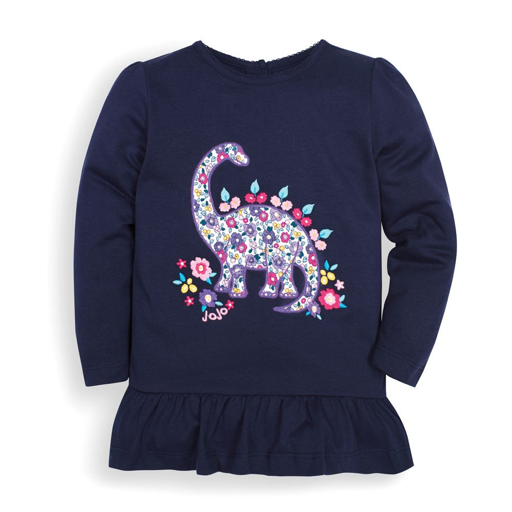 Jojo Maman Bebe, Girl - Shirts & Tops,  Jojo Maman Bebe Girls' Navy Ditsy Dinosaur Tunic