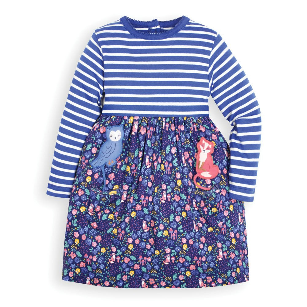 Jojo Maman Bebe, Girl - Dresses,  Jojo Maman Bebe Girls' Navy Pocket Friends Dress