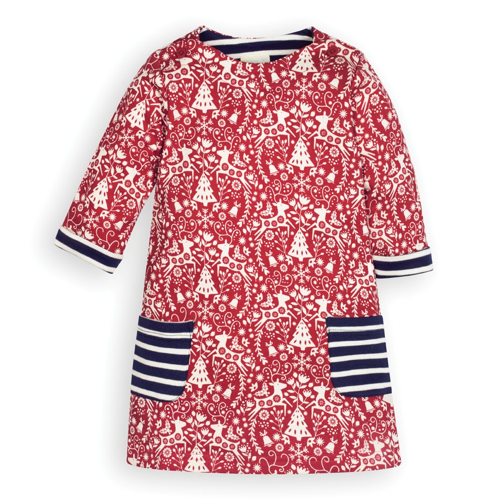 Jojo Maman Bebe, Girl - Dresses,  Jojo Maman Bebe Girls' Red Reindeer A-Line Dress