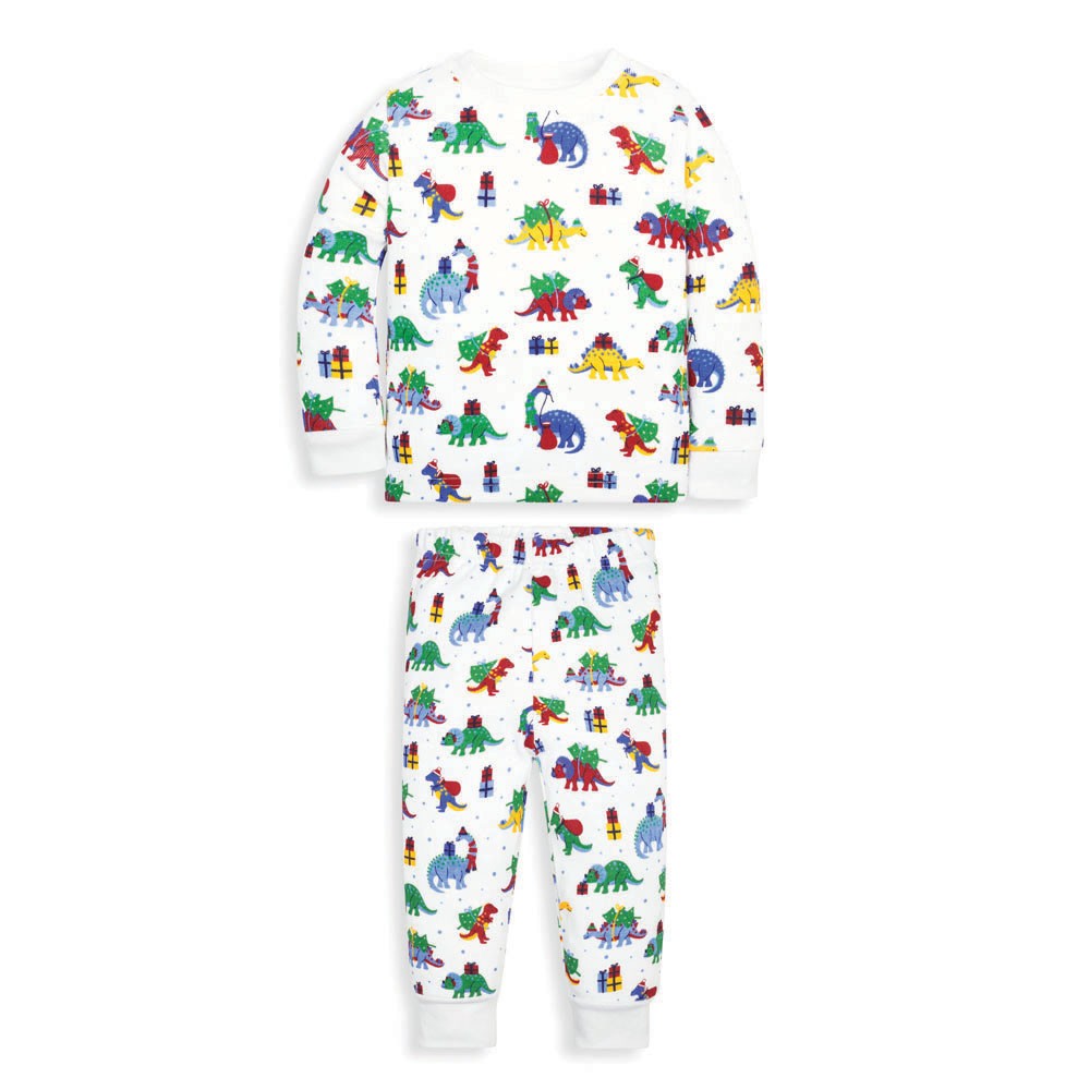 Jojo Maman Bebe, Boy - Pajamas,  Jojo Maman Bebe Kids' Christmas Dinosaur Snug Fit Rib Pajamas