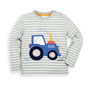 Jojo Maman Bebe, Boy - Tees,  Jojo Maman Bebe Kids' Marl Gray Tractor Appliqué Top