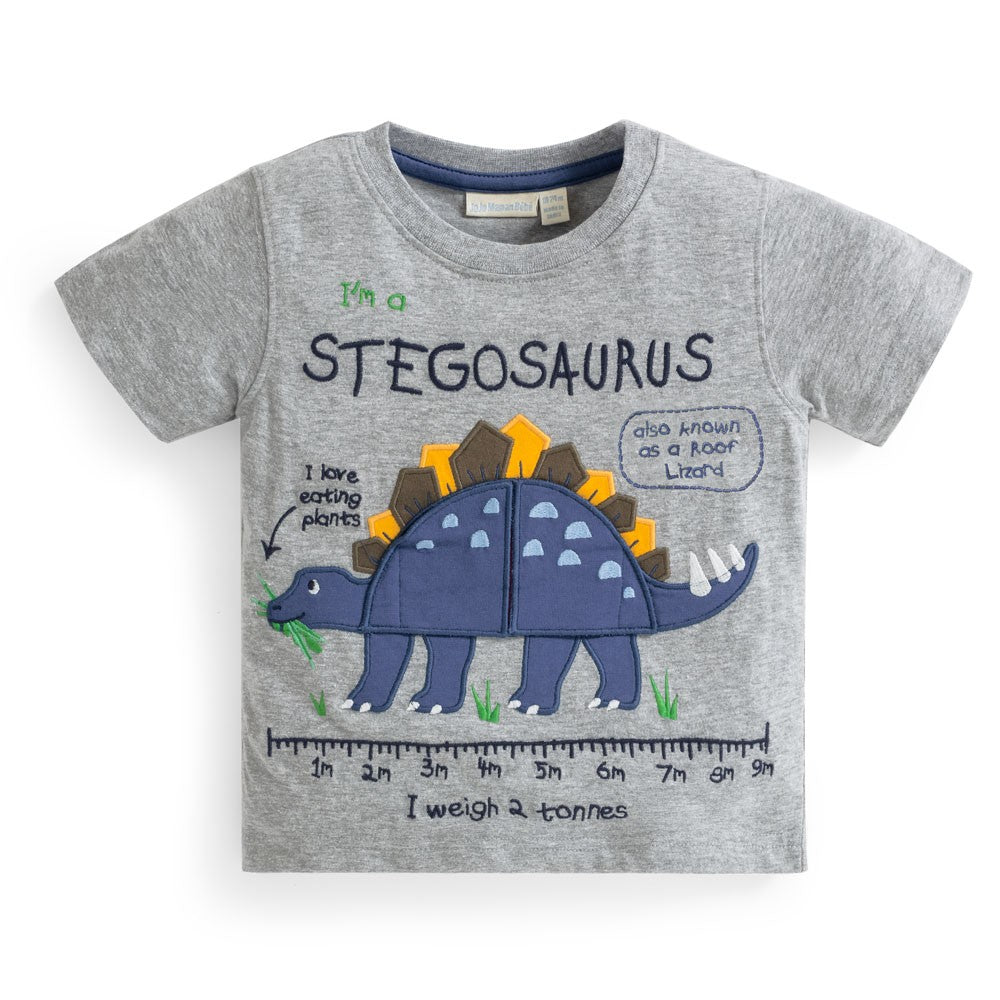 Jojo Maman Bebe, Baby Boy Apparel - Tees,  Jojo Maman Bebe Stegosaurus Belly Baby Appliqué Tee