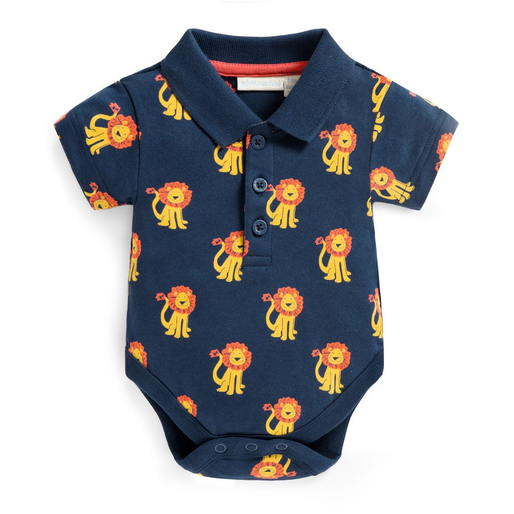 Jojo Maman Bebe, Baby Boy Apparel - One-Pieces,  Jojo Maman Bebe Lion Print Poloshirt Baby Bodysuit
