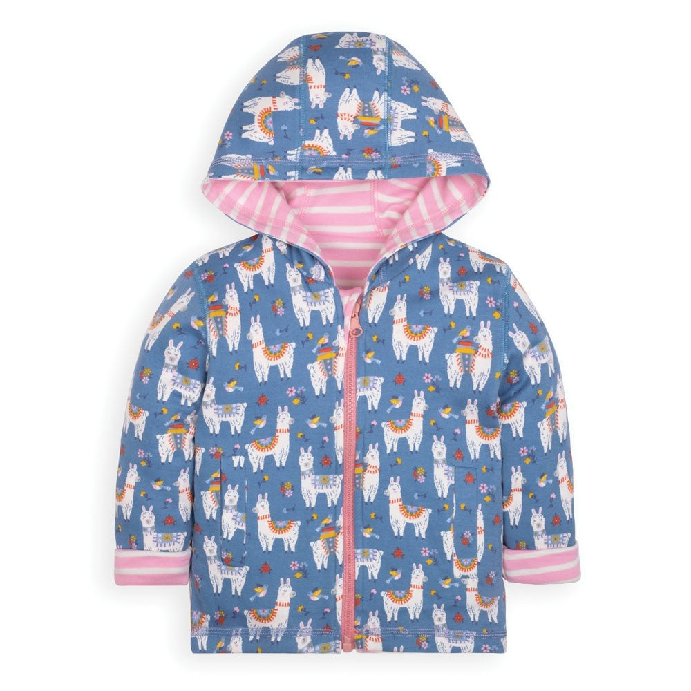 Jojo Maman Bebe, Girl - Outerwear,  Jojo Maman Bebe Rose Pink Llama Reversible Hoodie