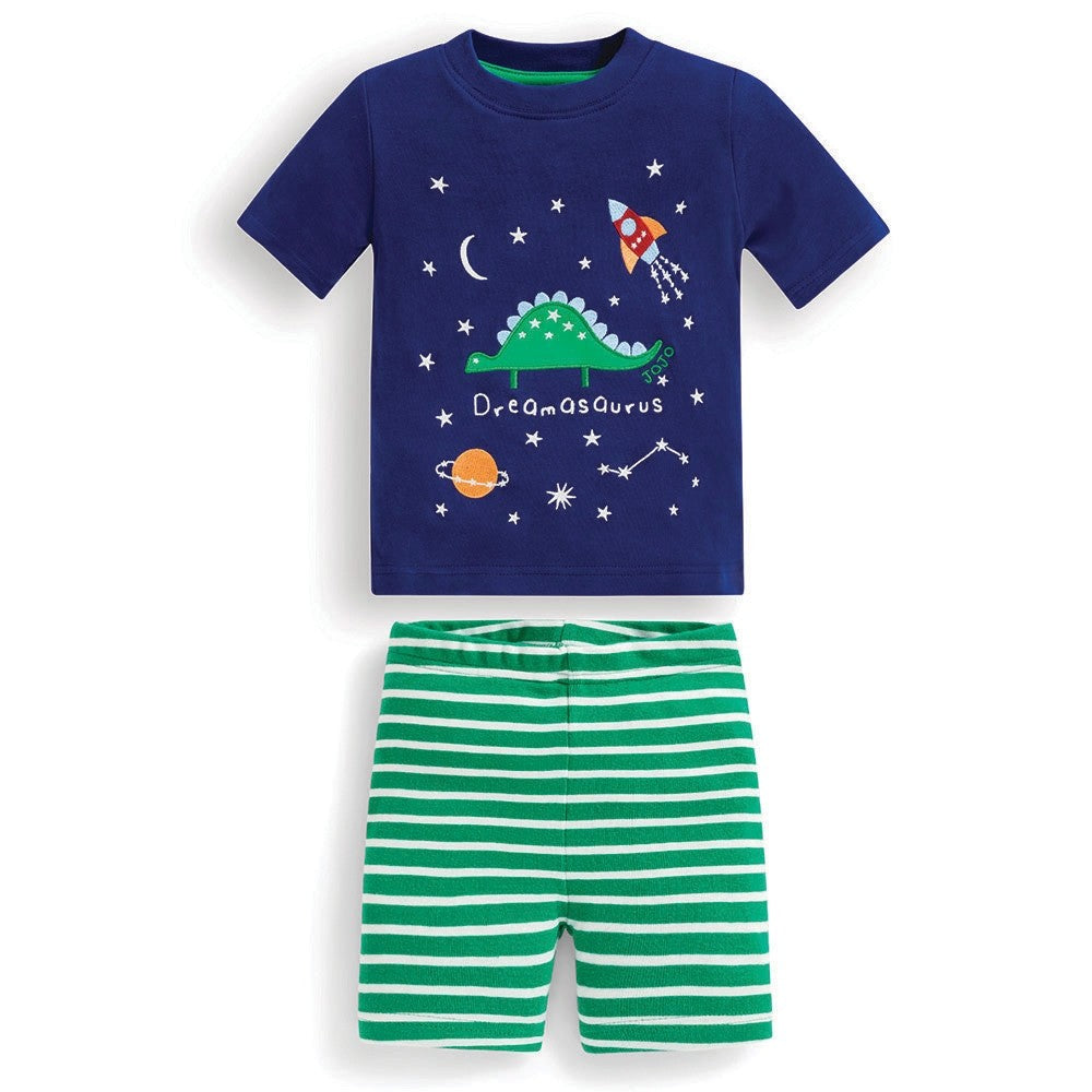 Jojo Maman Bebe, Boy - Pajamas,  Jojo Maman Bebe Short Dinosaur Glow-in-the-Dark Snug Fit Pajamas