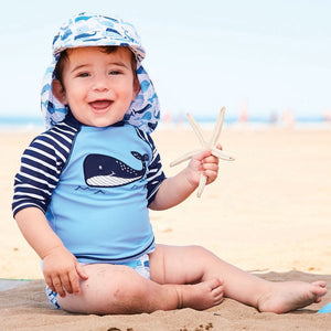 Jojo Maman Bebe, Baby Boy Apparel - Swimwear,  Jojo Maman Bebe Baby Whale Sun Protection Rash Guard