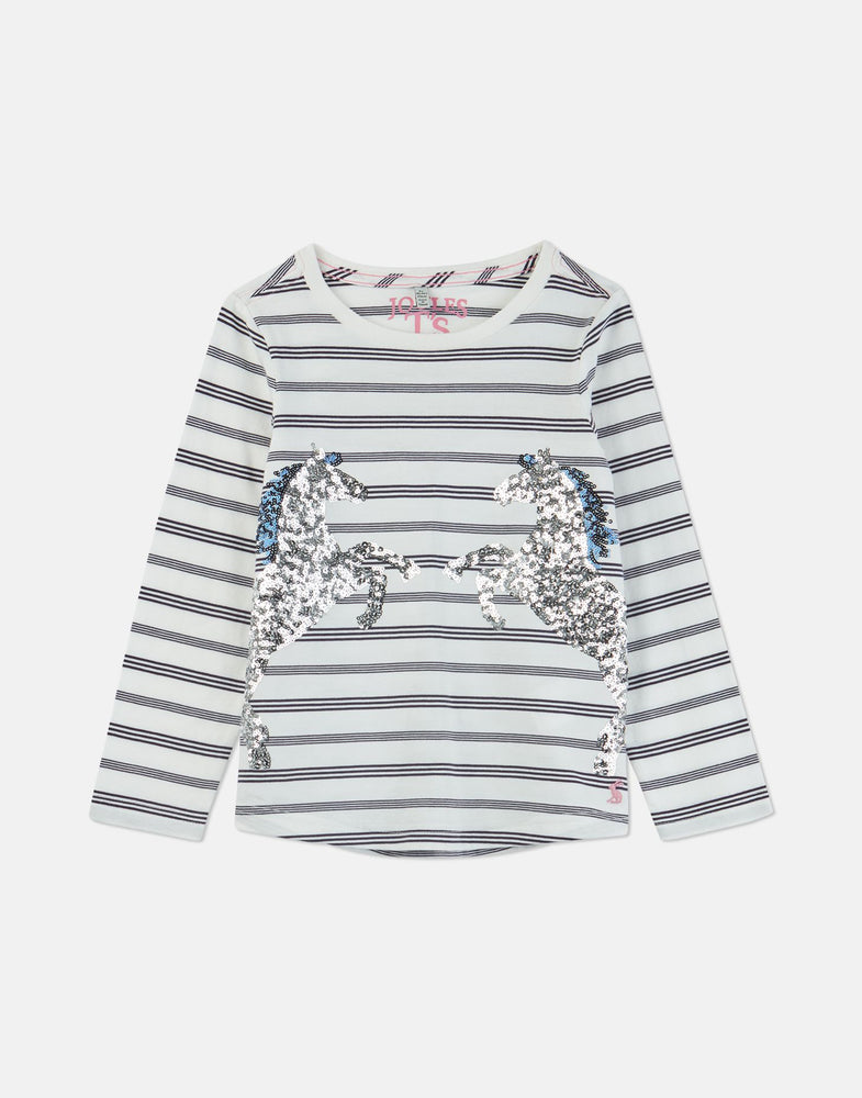 Joules, Girl - Tees,  Joules Ava Navy Stripe Horse Applique T-Shirt