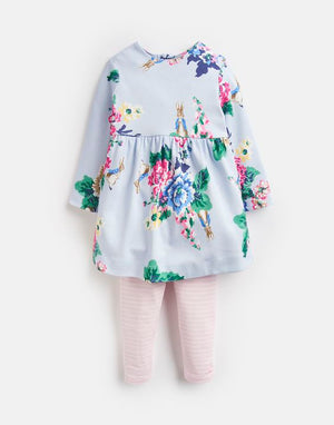 Joules, Baby Girl Apparel - Outfit Sets,  Joules Christina Light Blue Floral Official Peter Rabbit Collection Dress and Legging Set