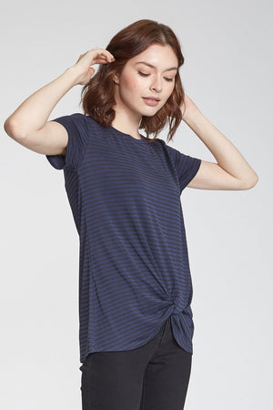 Another Love, Women - Tees,  Julia Stripped Navy Knot Tee