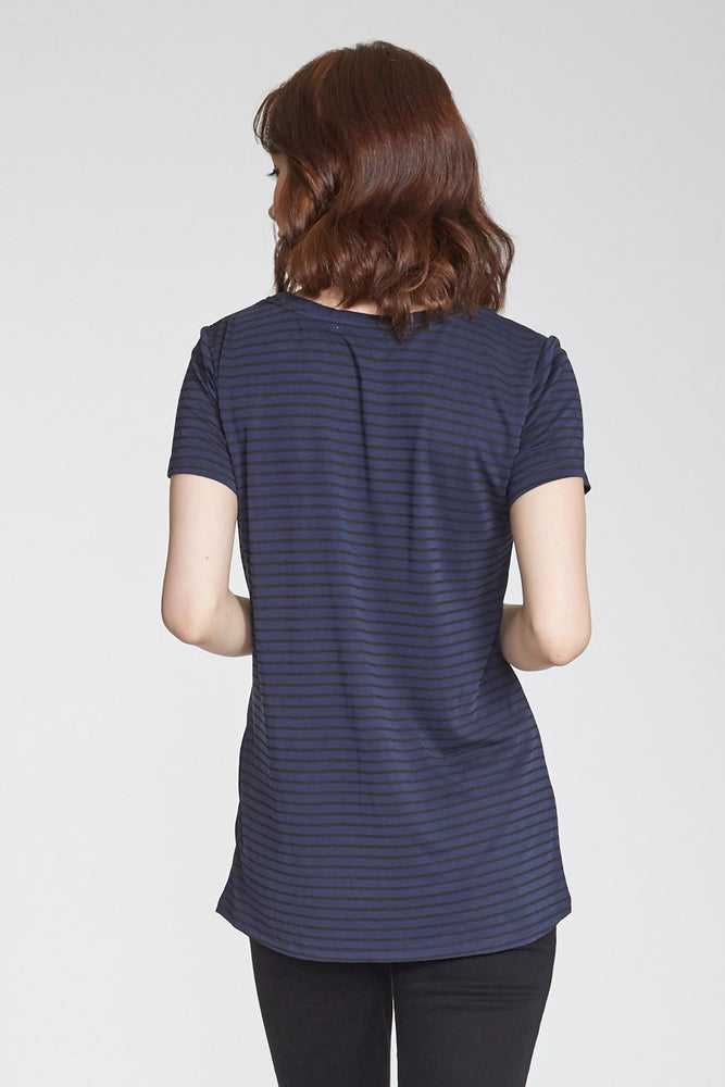 Another Love, Women - Tees,  Julia Stripped Navy Knot Tee