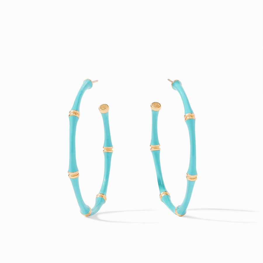 Julie Vos Bamboo Bahamian Blue Enamel Hoop Large - Eden Lifestyle