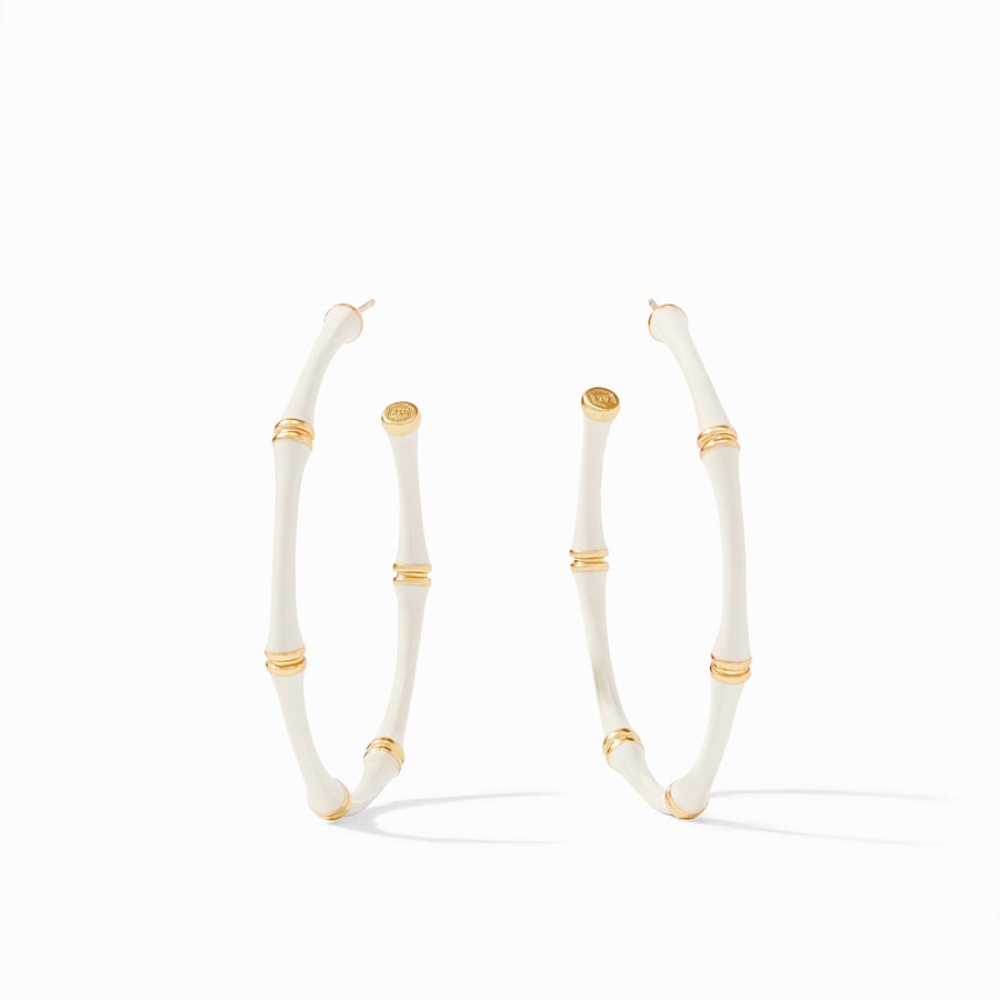 Julie Vos Bamboo Ivory Enamel Hoop Large - Eden Lifestyle