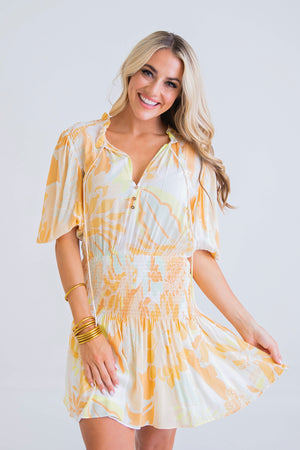 Floral 70's Smocked Dress - Eden Lifestyle