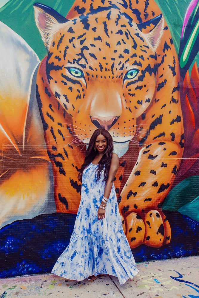 KATEY SCOOPED NECK MAXI DRESS - BLUE CLOUDS - Eden Lifestyle