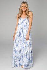 KATEY SCOOPED NECK MAXI DRESS - BLUE CLOUDS - Eden Lifestyle