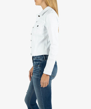 KARA WHITE DENIM JACKET ( Optic White) - Eden Lifestyle