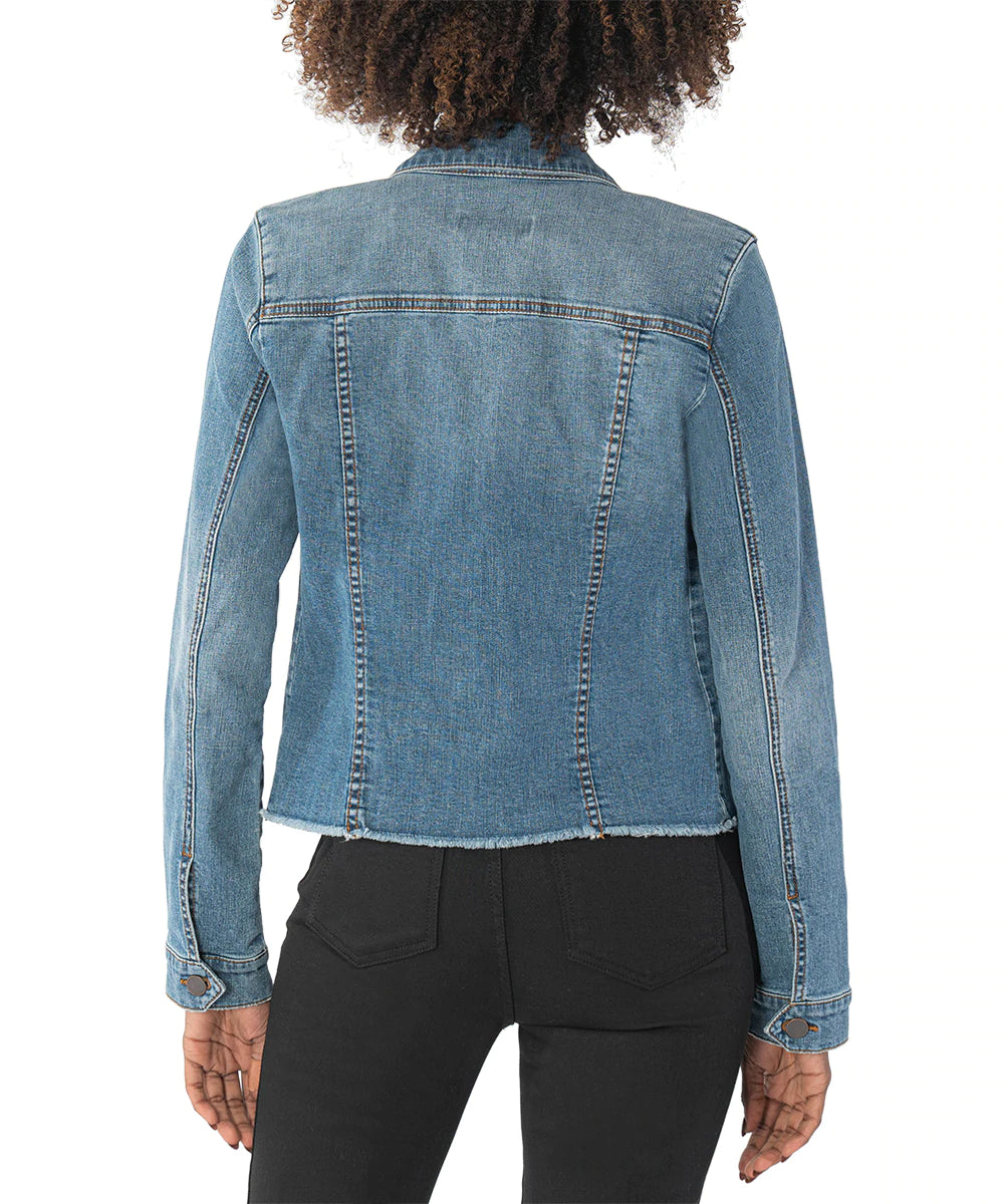 KARA DENIM JACKET WITH FRAYED HEM - Eden Lifestyle