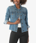 KARA DENIM JACKET WITH FRAYED HEM - Eden Lifestyle