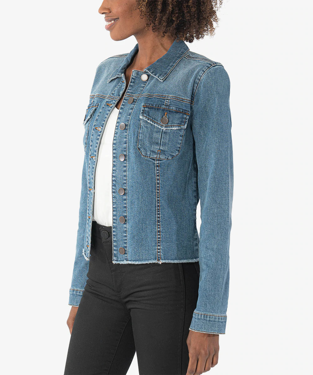 KARA DENIM JACKET WITH FRAYED HEM - Eden Lifestyle