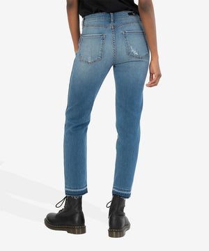 NAOMI HIGH RISE FAB AB ANKLE STRAIGHT LEG (CORYDALIS WASH) DENIM - Eden Lifestyle