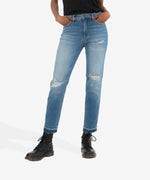 NAOMI HIGH RISE FAB AB ANKLE STRAIGHT LEG (CORYDALIS WASH) DENIM - Eden Lifestyle