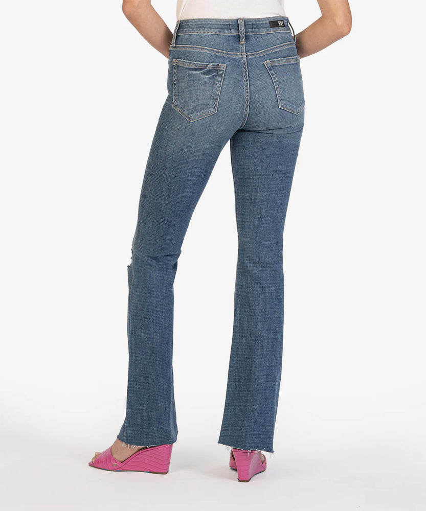 Kut from the Kloth Stella High Rise Fab Ab Flare w/ Raw Hem (Complied Wash) - Eden Lifestyle