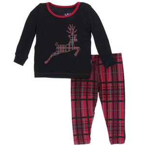 KicKee Pants, Baby Girl Apparel - Pajamas,  KicKee Pants - Holiday Long Sleeve Pajama Set - Christmas Plaid