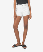 KUT from the Kloth Jane High Rise Short with Fray (Optic White) - Eden Lifestyle