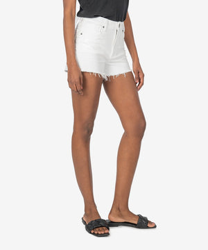 KUT from the Kloth Jane High Rise Short with Fray (Optic White) - Eden Lifestyle