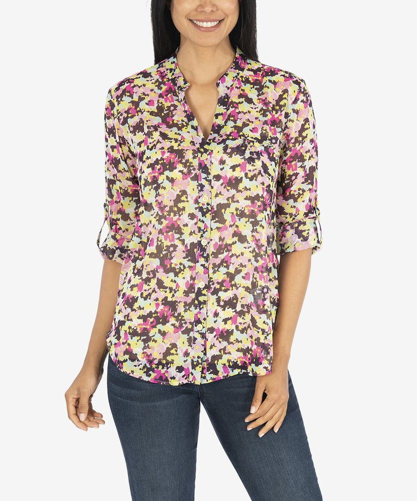 KUT from the Kloth, Women - Shirts & Tops,  KUT from the Kloth Jasmine Printed Top (Ivory/Berry)