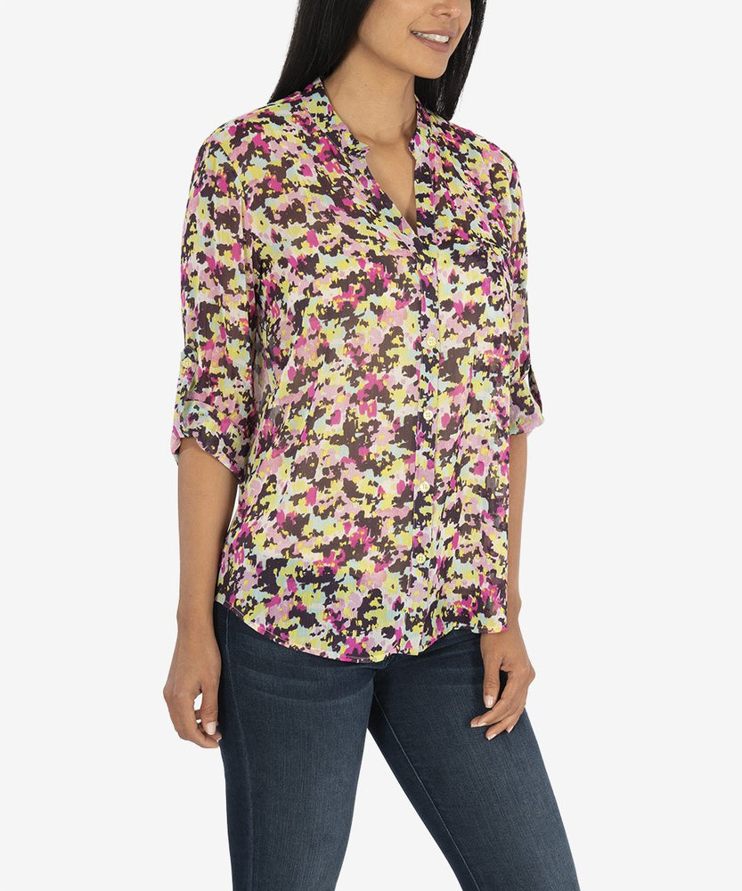 KUT from the Kloth, Women - Shirts & Tops,  KUT from the Kloth Jasmine Printed Top (Ivory/Berry)