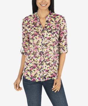 KUT from the Kloth, Women - Shirts & Tops,  KUT from the Kloth Jasmine Printed Top (Ivory/Berry)