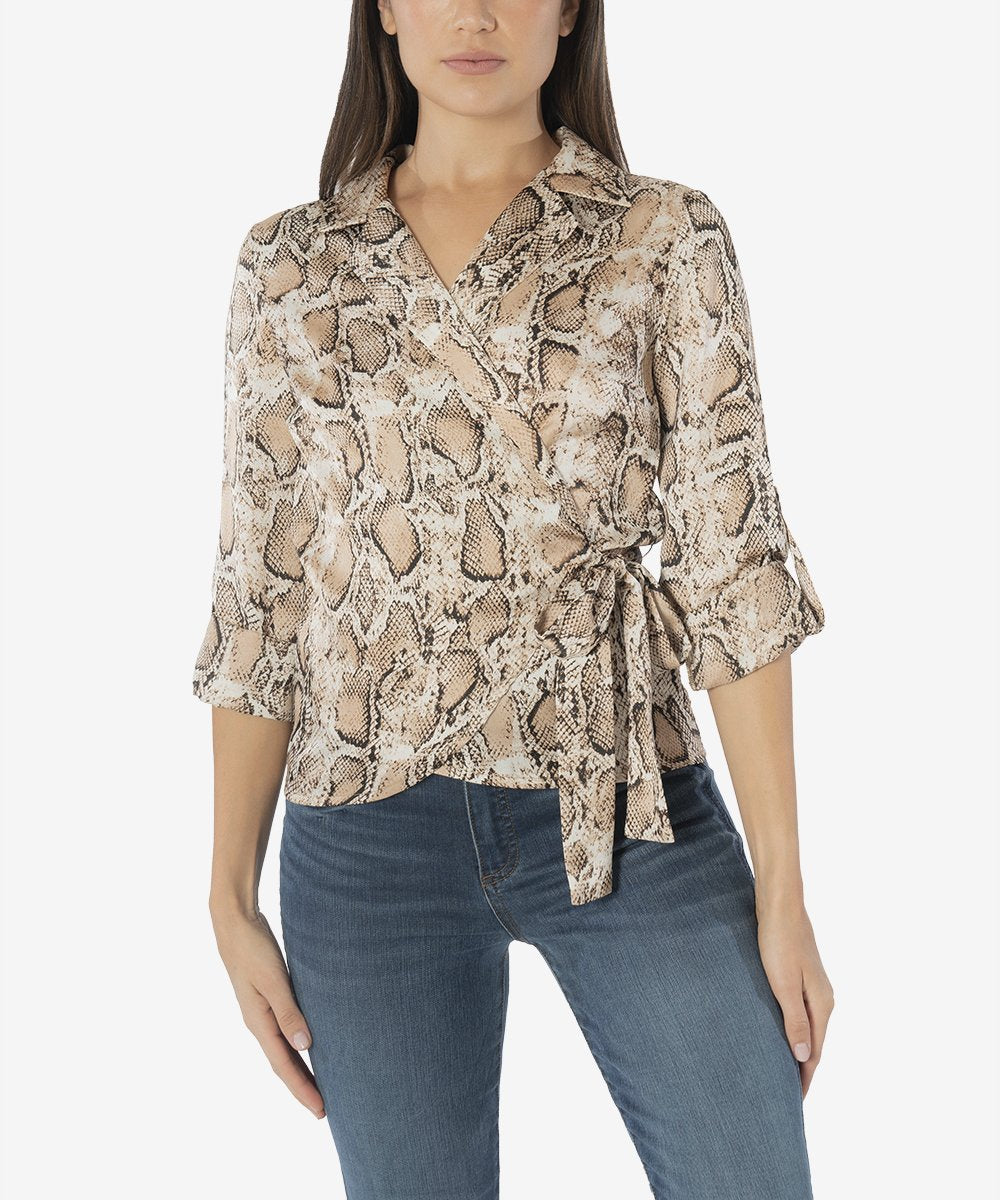 KUT from the Kloth, Women - Shirts & Tops,  KUT from the Kloth Josephine Wrap Top (Snake Print)