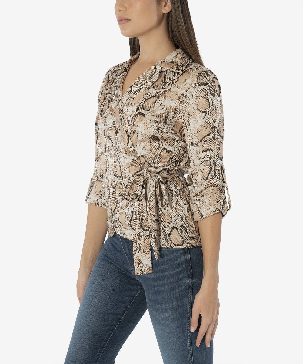 KUT from the Kloth, Women - Shirts & Tops,  KUT from the Kloth Josephine Wrap Top (Snake Print)