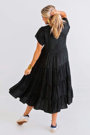 Karlie Snake Tiered Midi Dress - Eden Lifestyle