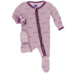 KicKee Pants, Baby Girl Apparel - Pajamas,  KicKee Pants - Muffin Ruffle Footie with Zipper - Cooksonia