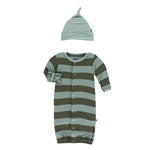 KicKee Pants, Baby Boy Apparel - Pajamas,  KicKee Pants - Print Gown Converter & Knot Hat Set - Paleontology Fauna Stripe